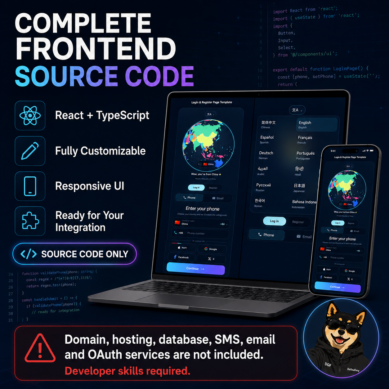 🌏Colorful Globe Login & Register Source Code📱💻